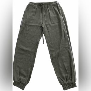 SEN Women’s Olive Green Rayon Joggers Pants Side Silver Stripes Size Small